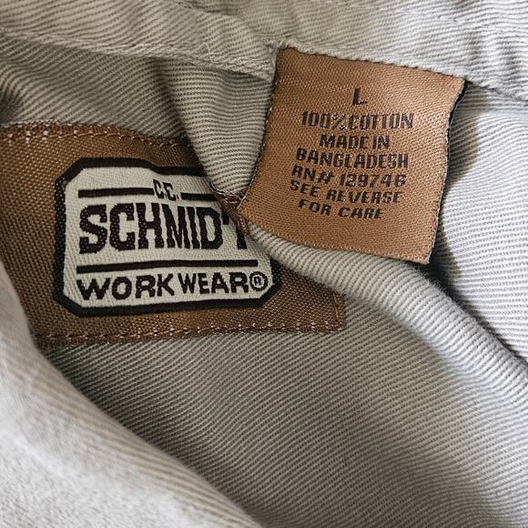 Tan Cotton Short Sleeve Button Down Work Shirt Size Large - Picture 3 of 3